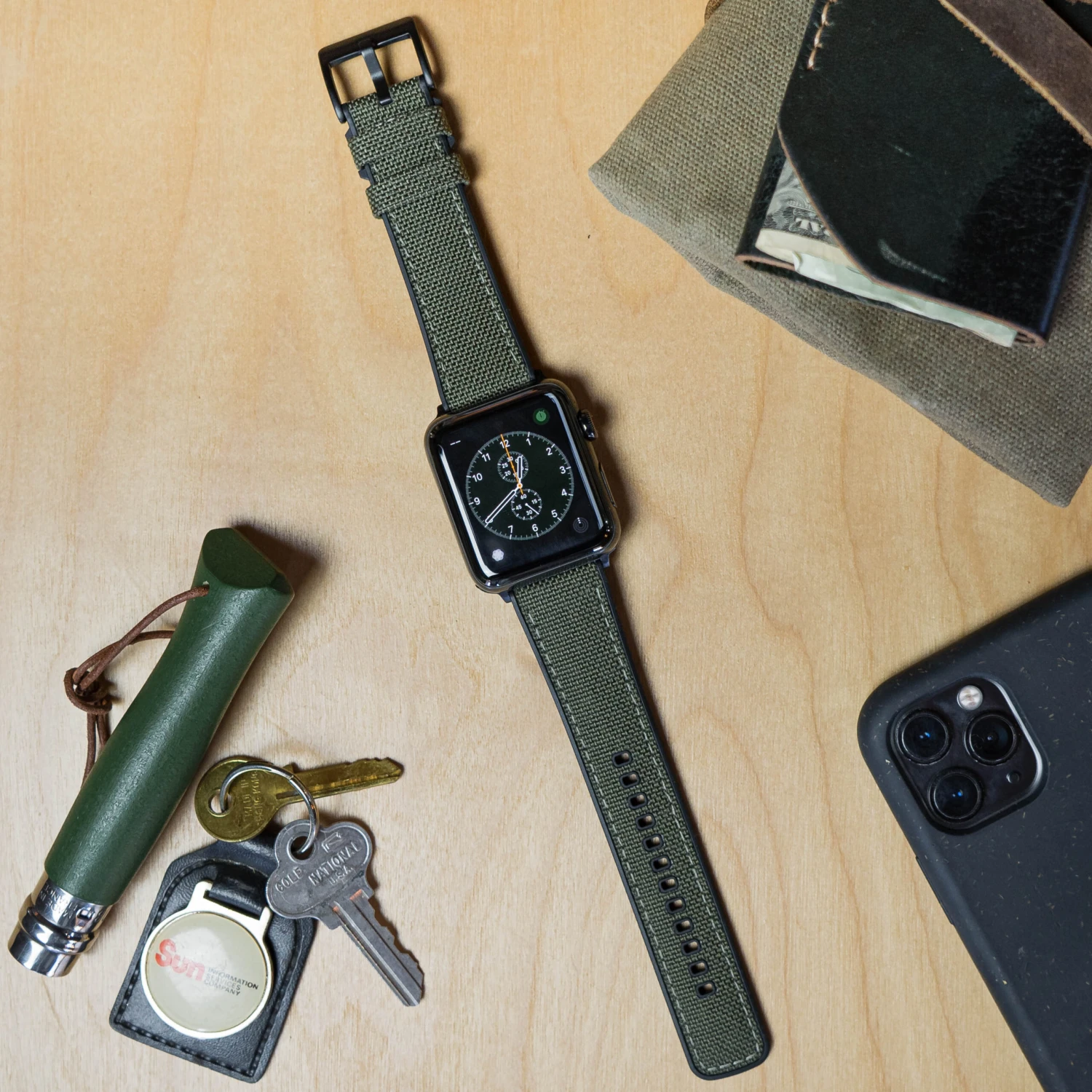 Apple Watch | Army Green Cordura Fabric And Silicone Hybrid 13 Apple Watch | Army Green Cordura Fabric And Silicone Hybrid - Image 13