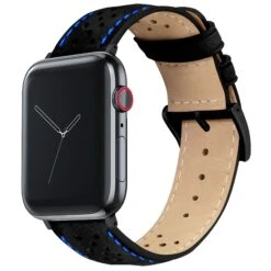 Apple Watch | Black Racing & Blue Stitch Horween Leather -Watch Shop APPL RACQR BLKBLUE BLK DT1 5