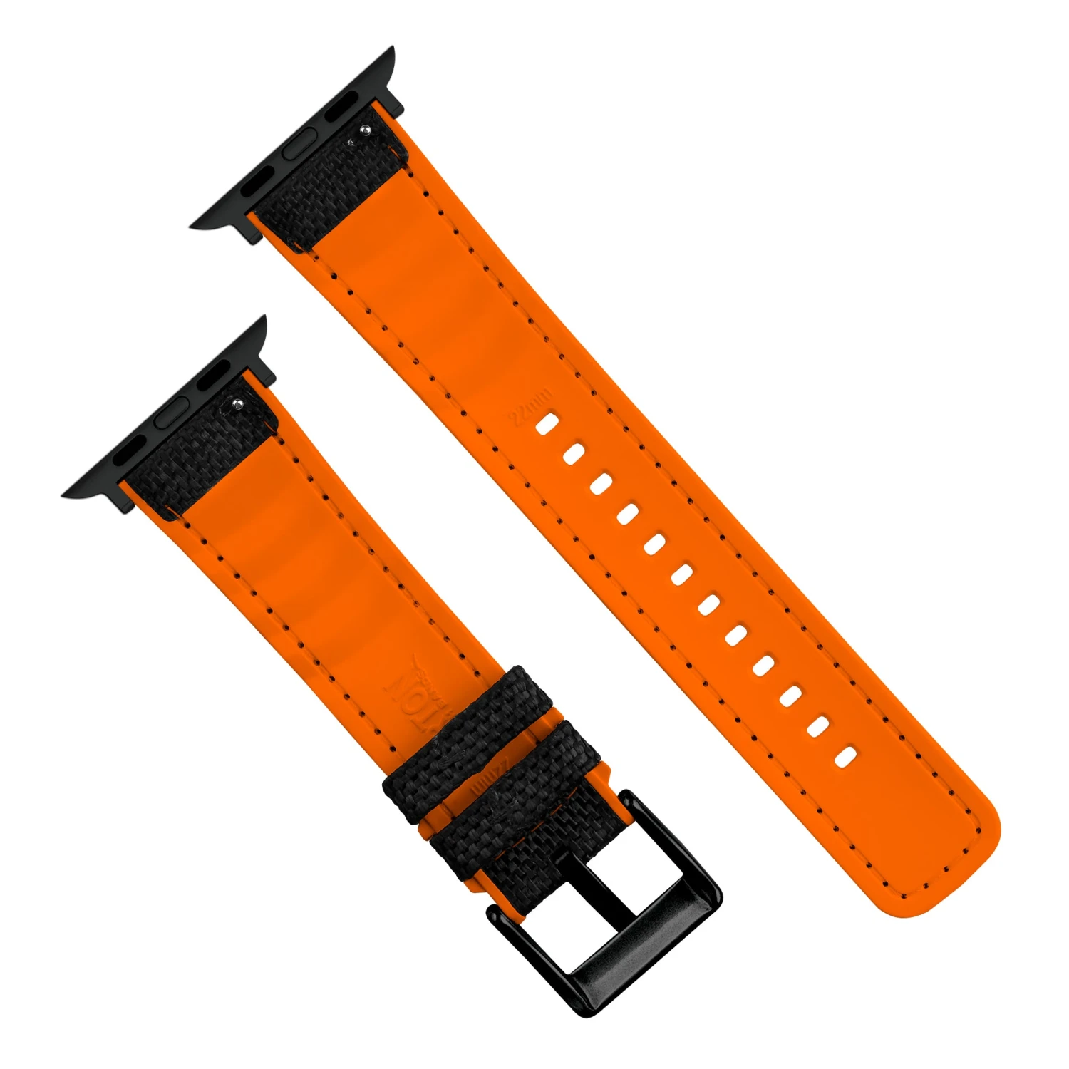 Apple Watch | Black Cordura Fabric And Pumpkin Orange Silicone Hybrid 8 Apple Watch | Black Cordura Fabric And Pumpkin Orange Silicone Hybrid - Image 8