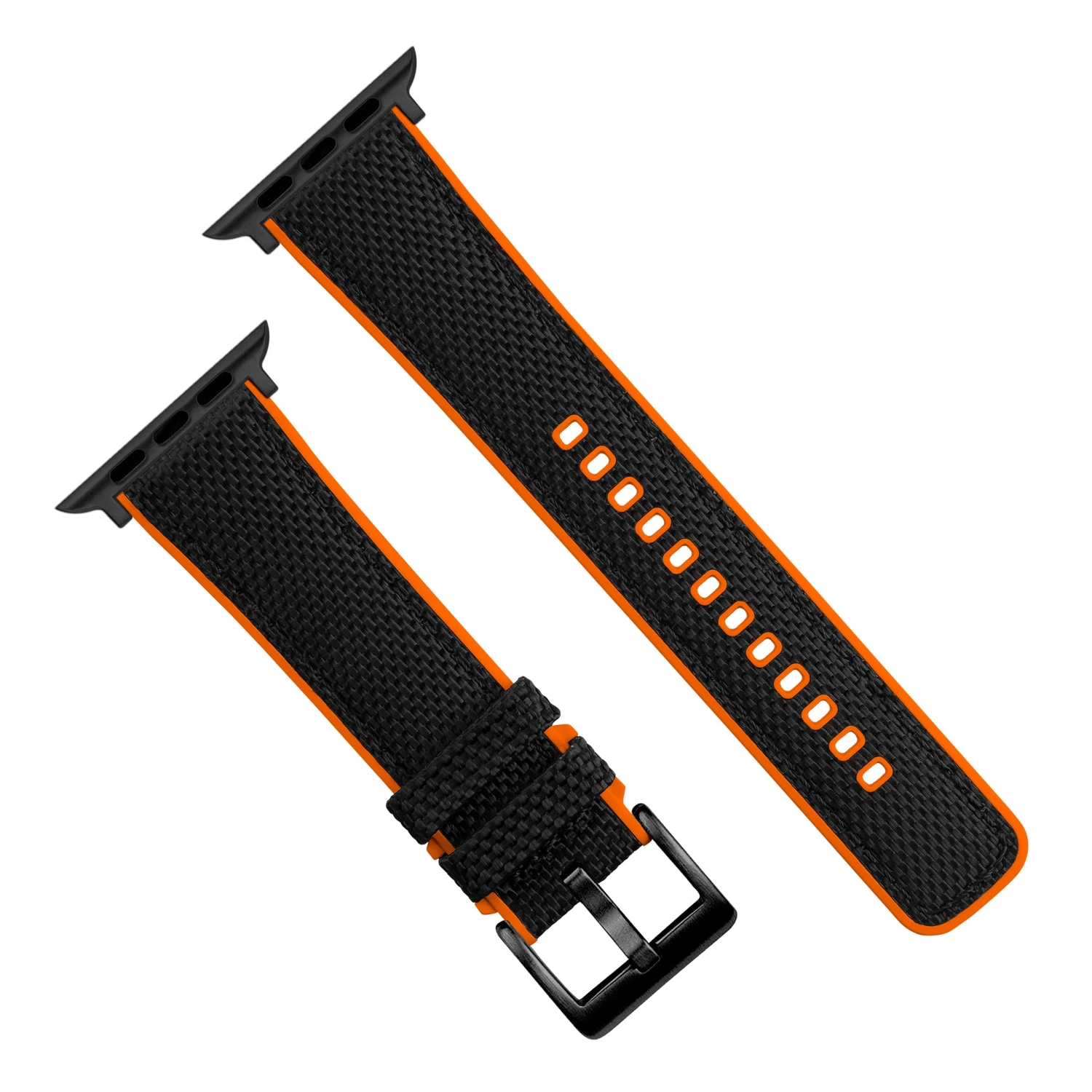 Apple Watch | Black Cordura Fabric And Pumpkin Orange Silicone Hybrid 7 Apple Watch | Black Cordura Fabric And Pumpkin Orange Silicone Hybrid - Image 7