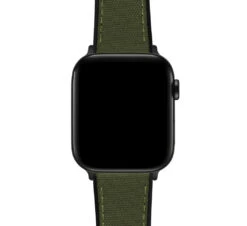 Apple Watch | Army Green Cordura Fabric And Silicone Hybrid 22 Apple Watch | Army Green Cordura Fabric And Silicone Hybrid -Watch Shop ArmyGreenCorduraHybridAppleCloseUp BlackCase