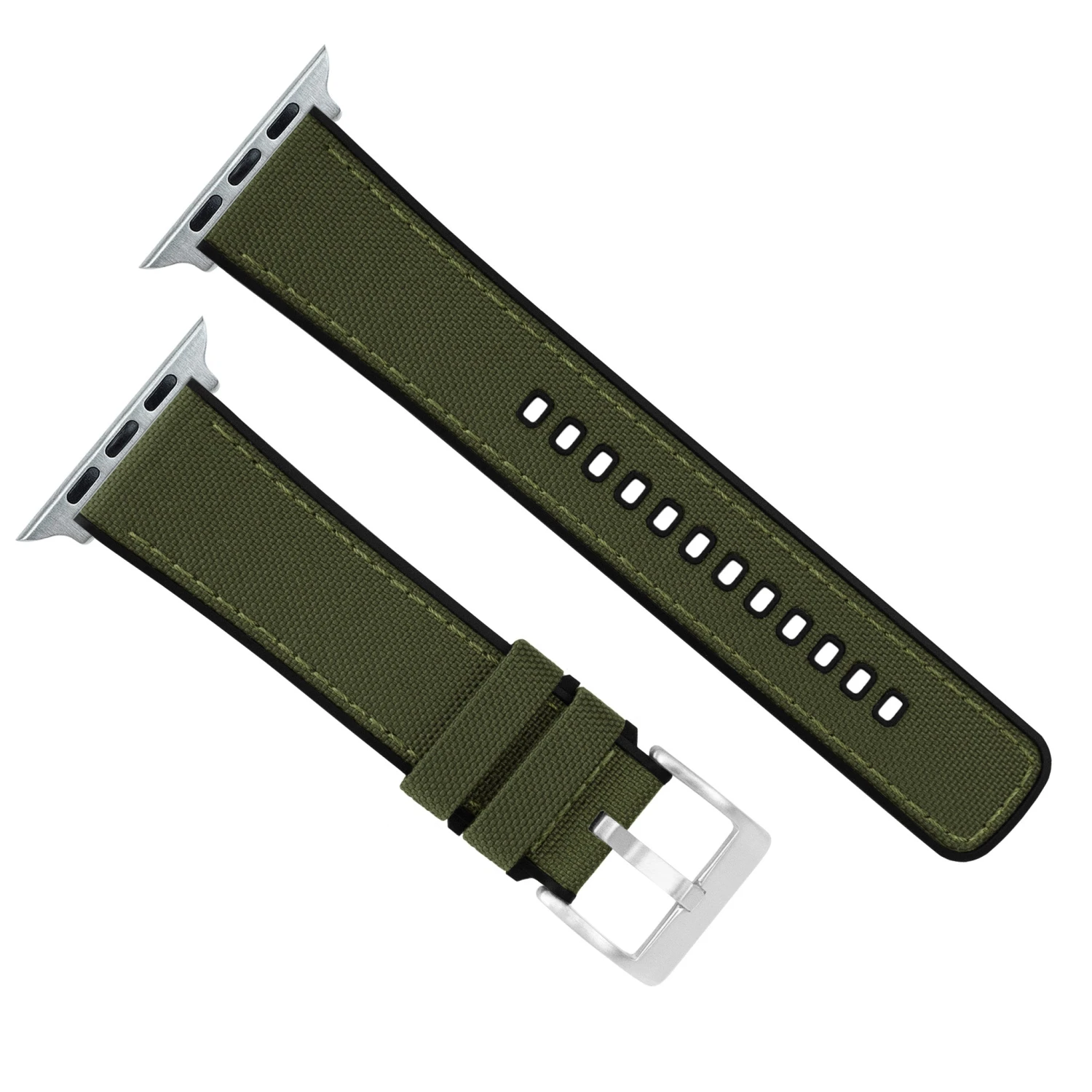 Apple Watch | Army Green Cordura Fabric And Silicone Hybrid 5 Apple Watch | Army Green Cordura Fabric And Silicone Hybrid - Image 5