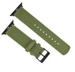 Apple Watch | Two-piece NATO Style | Army Green -Watch Shop ArmyGreenNATOQRSBackview BlackAppleHardware