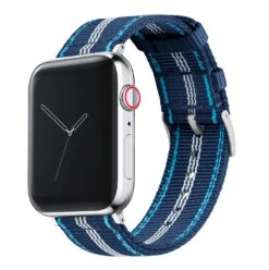 Apple Watch | Two-piece NATO Style | Navy & Aqua Blue