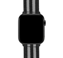 Apple Watch | Two-piece NATO Style | Smoke & Black Bond -Watch Shop Bond Black Smoke NATOQRSCloseUp BlackAppleCase