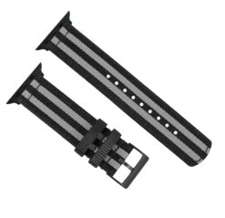 Apple Watch | Two-piece NATO Style | Smoke & Black Bond -Watch Shop Bond Black Smoke NATOQRSTopView BlackAppleHardware