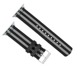 Apple Watch | Two-piece NATO Style | Smoke & Black Bond -Watch Shop Bond Black Smoke NATOQRSTopView SSAppleHardware