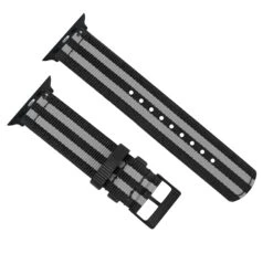 Apple Watch | Two-piece NATO Style | Smoke & Black Bond -Watch Shop Bond Smoke Black NATOQRSBackview BlackAppleHardware