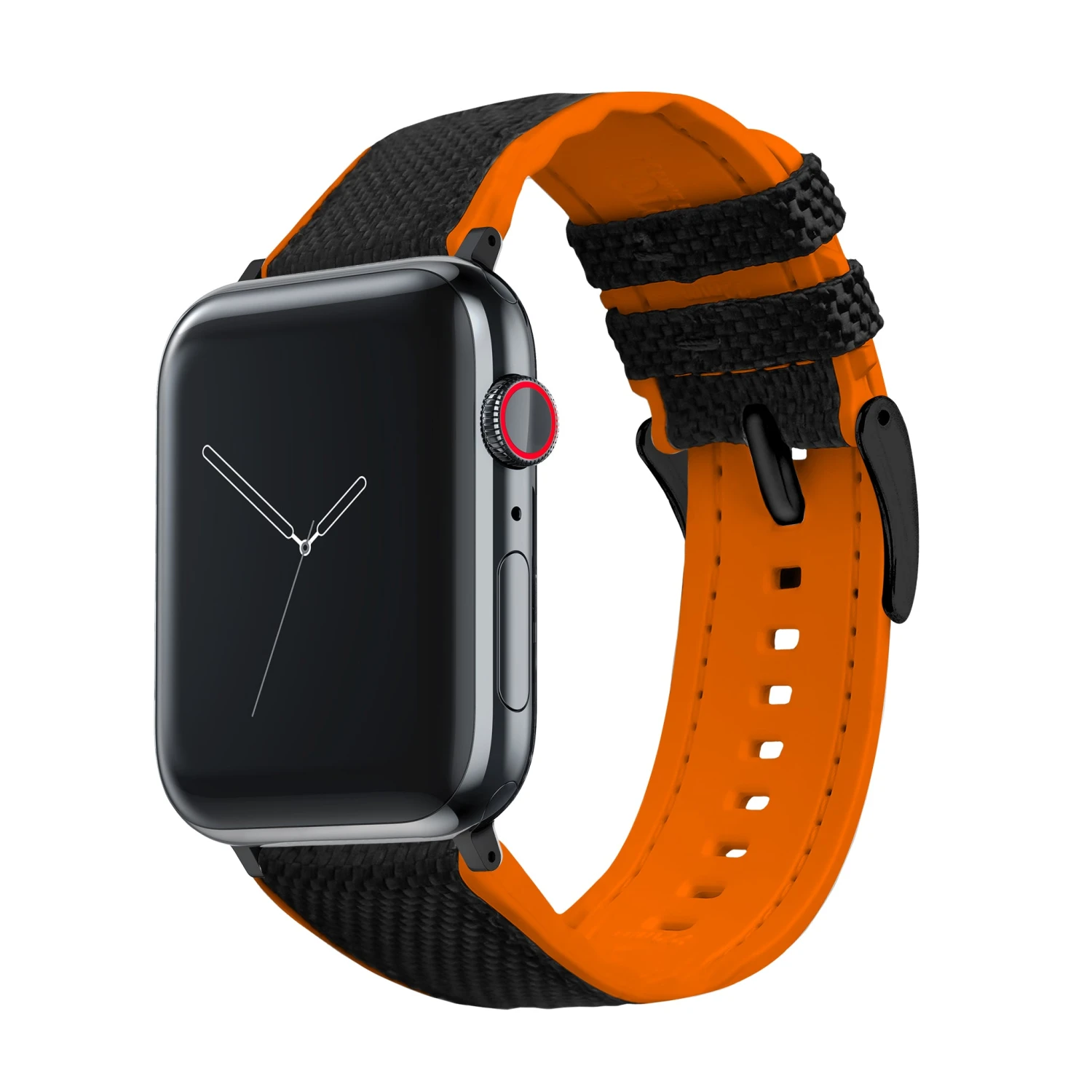 Apple Watch | Black Cordura Fabric And Pumpkin Orange Silicone Hybrid 9 Apple Watch | Black Cordura Fabric And Pumpkin Orange Silicone Hybrid - Image 9