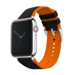 Apple Watch | Black Cordura Fabric And Pumpkin Orange Silicone Hybrid