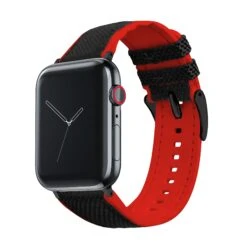 Apple Watch | Black Cordura Fabric And Crimson Red Silicone Hybrid 17 Apple Watch | Black Cordura Fabric And Crimson Red Silicone Hybrid -Watch Shop DT1AppleRedBLK