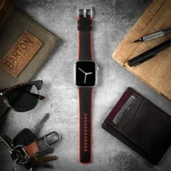 Apple Watch | Black Cordura Fabric And Crimson Red Silicone Hybrid 10 Apple Watch | Black Cordura Fabric And Crimson Red Silicone Hybrid -Watch Shop LifestyleAppleRedSS
