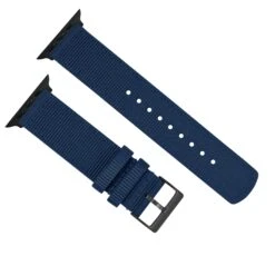 Apple Watch | Two-piece NATO Style | Navy Blue -Watch Shop NavyBlueNATOQRSTopView BlackAppleHardware