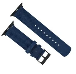 Apple Watch | Two-piece NATO Style | Navy Blue -Watch Shop NavyNATOQRSBackview BlackAppleHardware