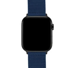 Apple Watch | Two-piece NATO Style | Navy Blue -Watch Shop NavyNATOQRSCloseUp BlackAppleCase