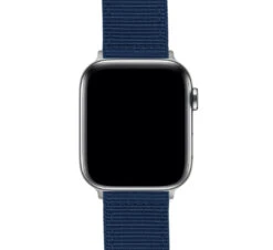 Apple Watch | Two-piece NATO Style | Navy Blue -Watch Shop NavyNATOQRSCloseUp SSAppleCase