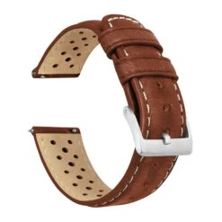 Samsung Galaxy Watch Active 2 | Racing Horween Leather | Chocolate Brown & Linen Stitch