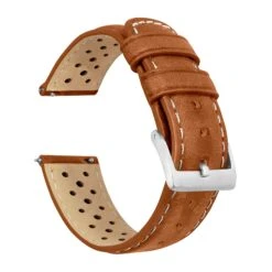 Samsung Galaxy Watch Active | Racing Horween Leather | Caramel Brown & Linen Stitch