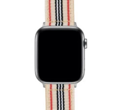 Apple Watch | Two-piece NATO Style | Retro -Watch Shop White BlackRedStripeNATOQRSCloseUp SSAppleCase