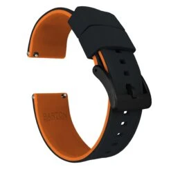 Black Top / Pumpkin Orange Bottom | Elite Silicone -Watch Shop black top pumpkin orange bottom elite silicone elite silicone barton watch bands 20mm black pvd standard 238931