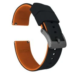 Black Top / Pumpkin Orange Bottom | Elite Silicone -Watch Shop black top pumpkin orange bottom elite silicone elite silicone barton watch bands 20mm gunmetal grey standard 143588