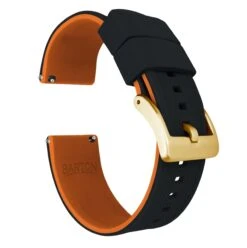 Black Top / Pumpkin Orange Bottom | Elite Silicone -Watch Shop black top pumpkin orange bottom elite silicone elite silicone barton watch bands 22mm gold standard 503444