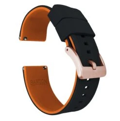 Black Top / Pumpkin Orange Bottom | Elite Silicone -Watch Shop black top pumpkin orange bottom elite silicone elite silicone barton watch bands 22mm rose gold standard 533289