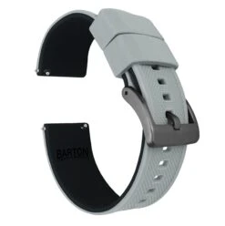 Cool Grey Top / Black Bottom | Elite Silicone -Watch Shop cool grey top black bottom elite silicone elite silicone barton watch bands 20mm gunmetal grey 942049