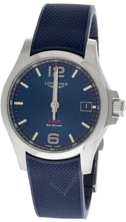 LONGINES Conquest V.H.P. 41MM Blue Dial Rubber Men's Watch L3.716.4.96.9