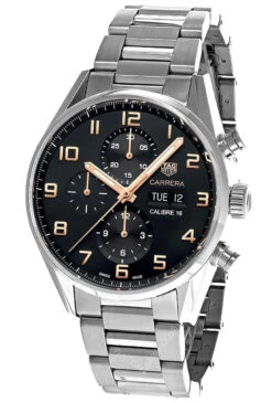TAG HEUER Carrera AUTO 43MM CHRONO SS Black Dial Men's Watch CV2A1AB.BA0738