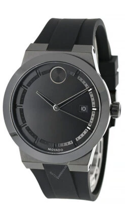 MOVADO Bold 42MM Quartz Black Dial Silicone Strap Men's Watch 3600621