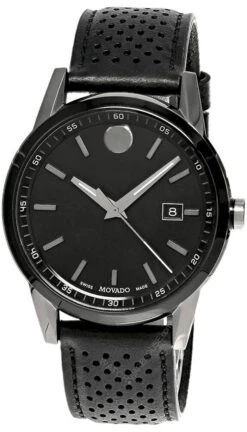 MOVADO Museum Sport 42MM Black Dial LTHR Men's Watch 0607559