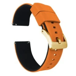 Pumpkin Orange Top / Black Bottom | Elite Silicone -Watch Shop pumpkin orange top black bottom elite silicone elite silicone barton watch bands 22mm gold 354569