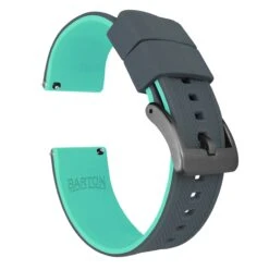 Smoke Grey Top / Mint Green Bottom | Elite Silicone -Watch Shop smoke grey top mint green bottom elite silicone elite silicone barton watch bands 24mm gunmetal grey 388974