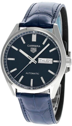 TAG HEUER Carrera Day-Date AUTO 41MM Blue Leather Men's Watch WBN2012.FC6502